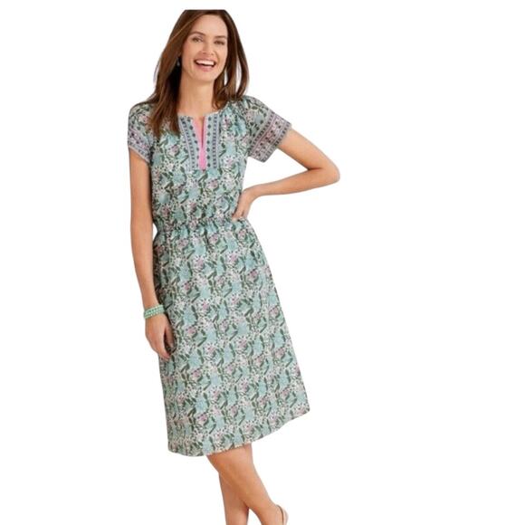 Talbots Voile Fit & Flare Dress Pretty Primrose Sz 2P Spring Summer Floral - Picture 1 of 8